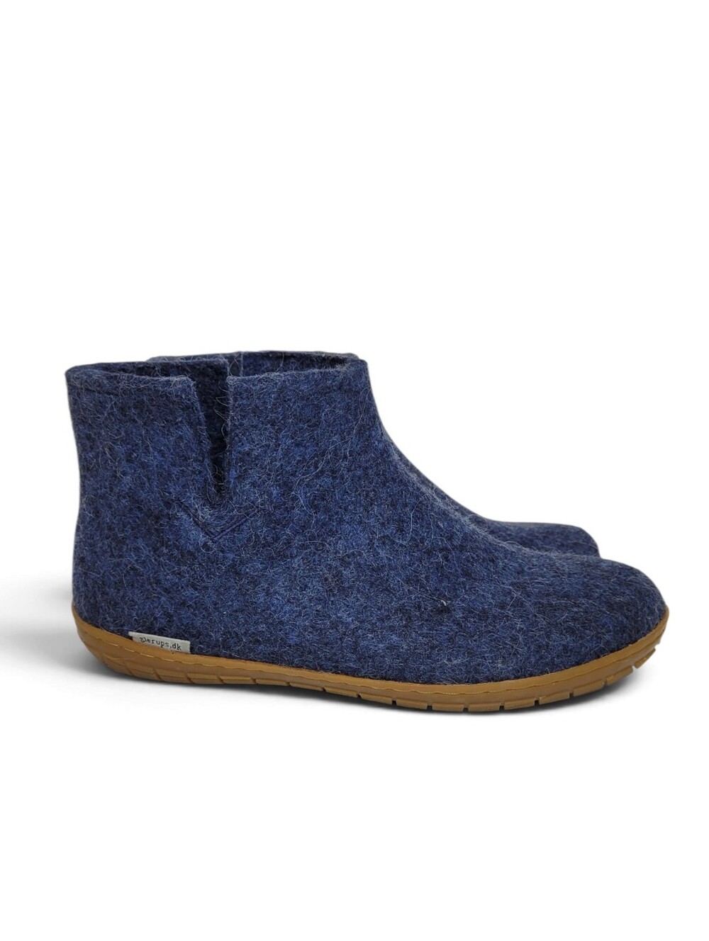 Glerups Felted Wool Bootie Slippers 36/6 Blue Rubber Sole NEW